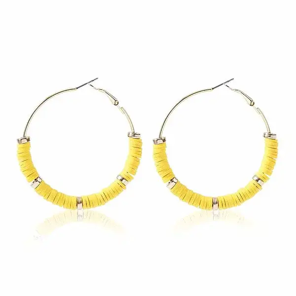 Bohemia Style Colorful Clay Beads Hoop Earrings