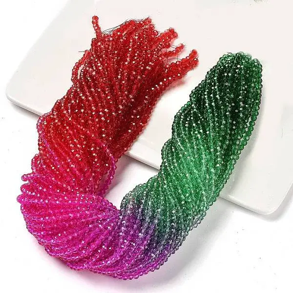 Transparent Painted Glass Beads Strands