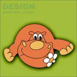 Dekorace na zeď hroch k kytkou 55x55cm