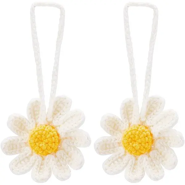 2Pcs Handmade Crochet Cotton Daisy Decoration