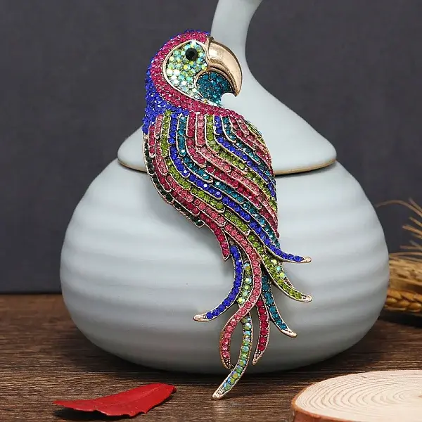 Parrot Alloy Rhinestone Brooches