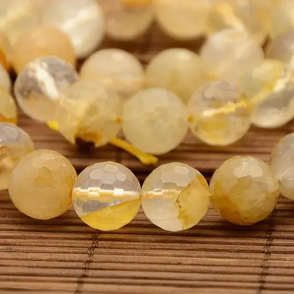 Natural Gemstone Yellow Hematoid Quartz Beads Strands