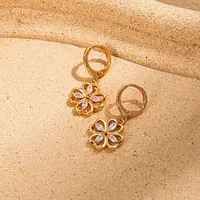 Elegant Brass Clear Cubic Zirconia Hoop Earrings for Women