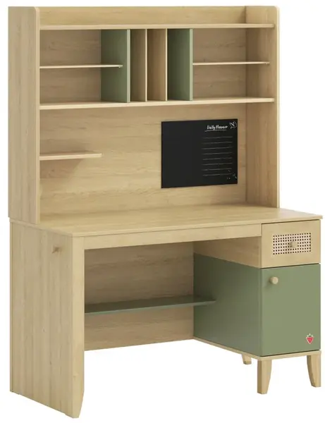 Studentský stůl s velkým nástavcem habitat - dub/zelená