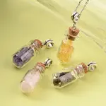 Cute Design Glass Wishing Bottle Antique Silver Tone Alloy Gemstone Pendants