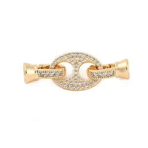 Brass Pave Clear Cubic Zirconia Fold Over Clasps