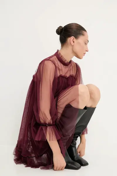 Šaty Answear.LAB vínová barva, mini