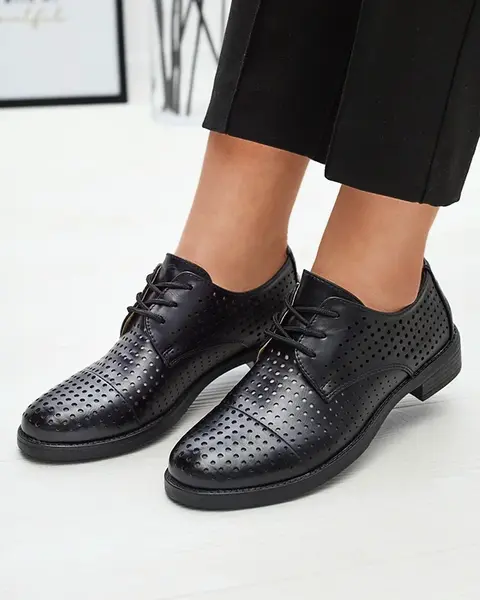 Resti Openwork black women's eco leather half shoes Azedvo- Footwear