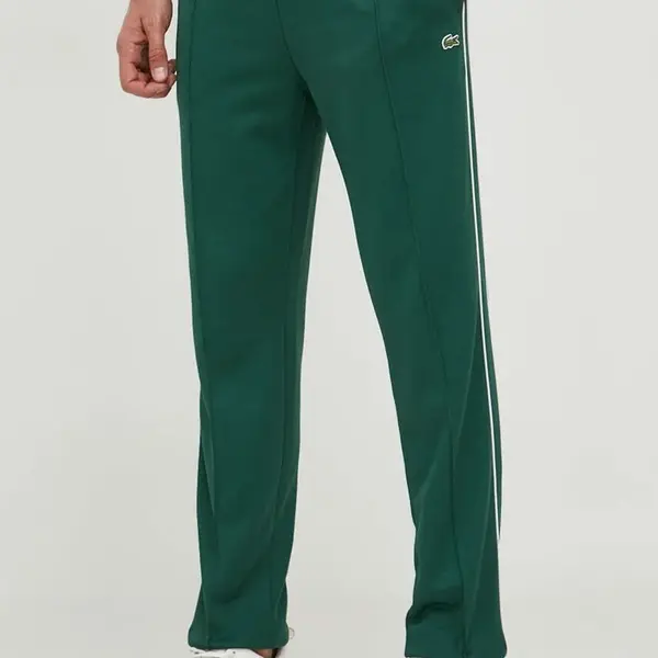 Tepláky Lacoste zelená barva, hladké