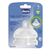 CHICCO Dudlík na láhev Natural Feeling silikon, nastavitelný průtok 4m+ 2 ks