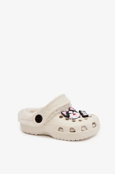 Dětské pantofle s kožešinou a odnímatelným řemínkem