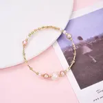 Brass Natural Fresh Water Pearl Beaded Bracelets for Women