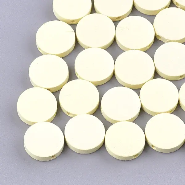 Painted Natural Poplar Wood Beads