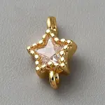 Light Gold Plated Brass Pave Cubic Zirconia Connector Charms