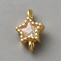Light Gold Plated Brass Pave Cubic Zirconia Connector Charms