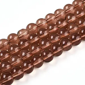 Baking Paint Transparent Glass Beads Strands