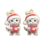 Rack Plating Christmas Alloy Enamel Pendants