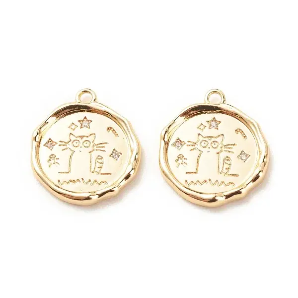 Brass Micro Pave Clear Cubic Zirconia Pendants