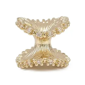 Brass Micro Pave Cubic Zirconia Beads