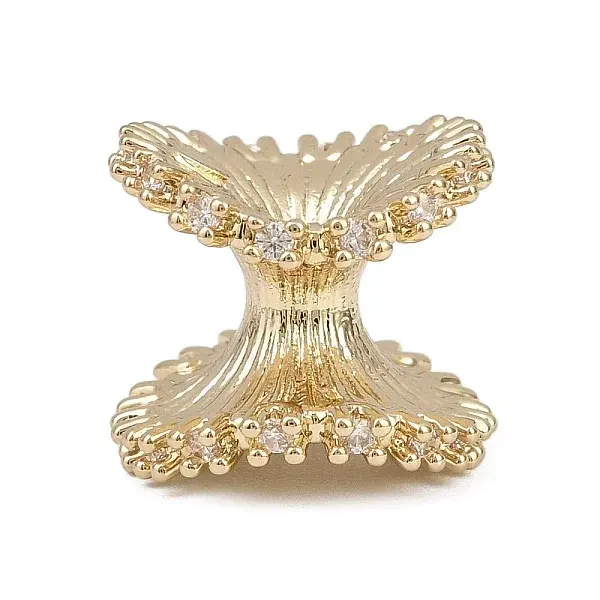 Brass Micro Pave Cubic Zirconia Beads