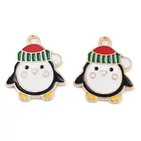 Christmas Theme Barrel Plating Alloy Enamel Pendants