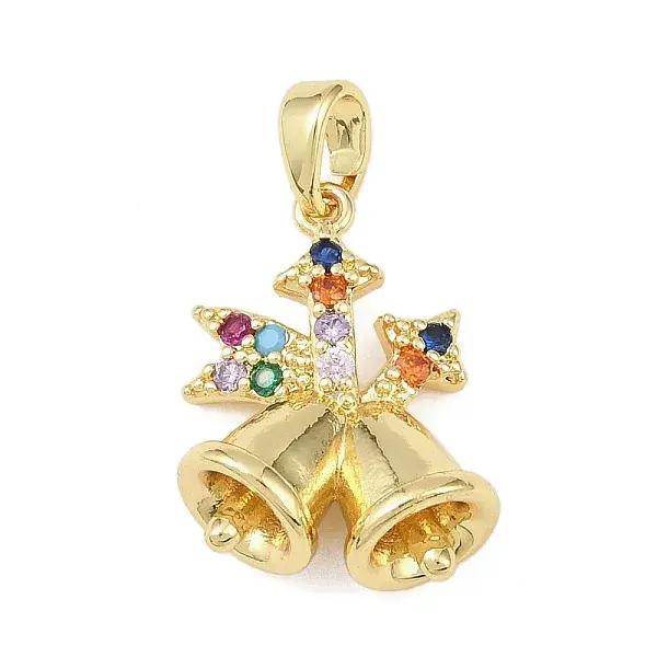 Christmas Brass Micro Pave Cubic Zirconia Pendants