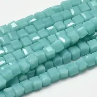Faceted Cube Glass Beads Strands