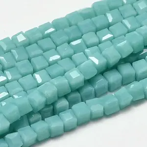 Faceted Cube Glass Beads Strands