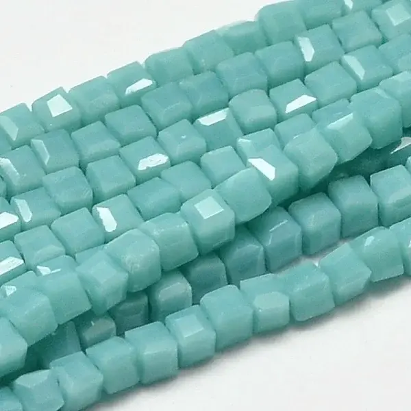 Faceted Cube Glass Beads Strands