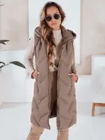 Dámská khaki vesta s kapucí