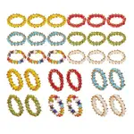 30Pcs 6 Colors Round Glass Seed Beaded Finger Rings