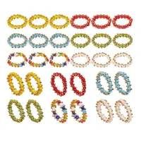 30Pcs 6 Colors Round Glass Seed Beaded Finger Rings