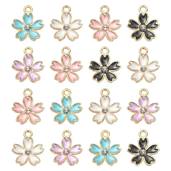50Pcs 5 Colors Alloy Enamel Pendants