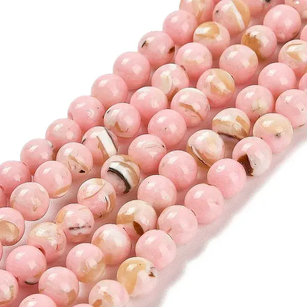 Assembled Synthetic Stone and Trochus Shell Beads Strands