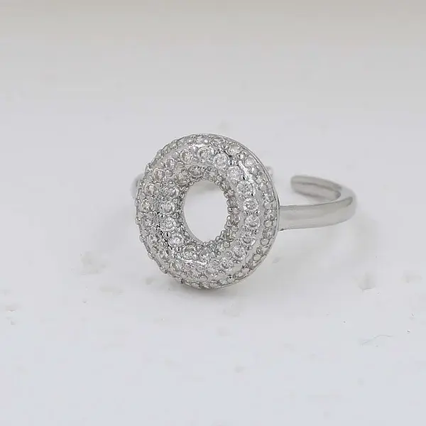 Brass Micro Pave Clear Cubic Zirconia Cuff Rings