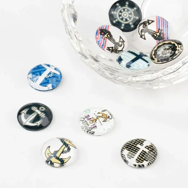 Helm &  Anchor Printed Glass Cabochons