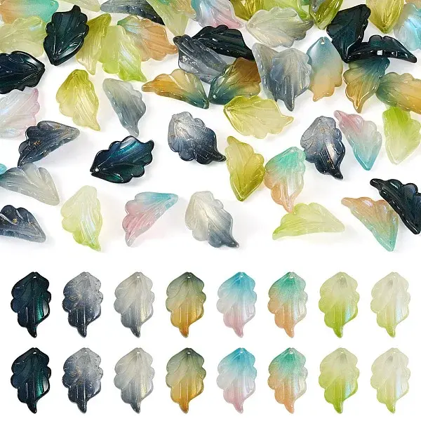 64Pcs 8 Colors Handmade Lampwork Pendants