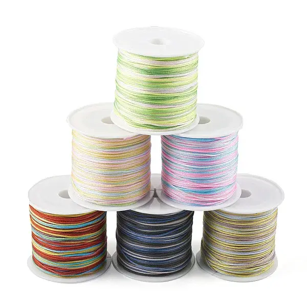 6 Rolls 6 Colors Segment Dyed Nylon Chinese Knotting Cord