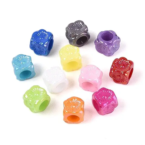 Pearlized UV Plating Opaque Acrylic European Beads