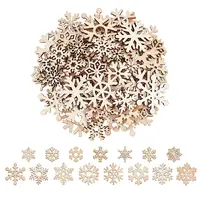 200Pcs Christmas Theme Unfinished Wood Snowflake Sheets