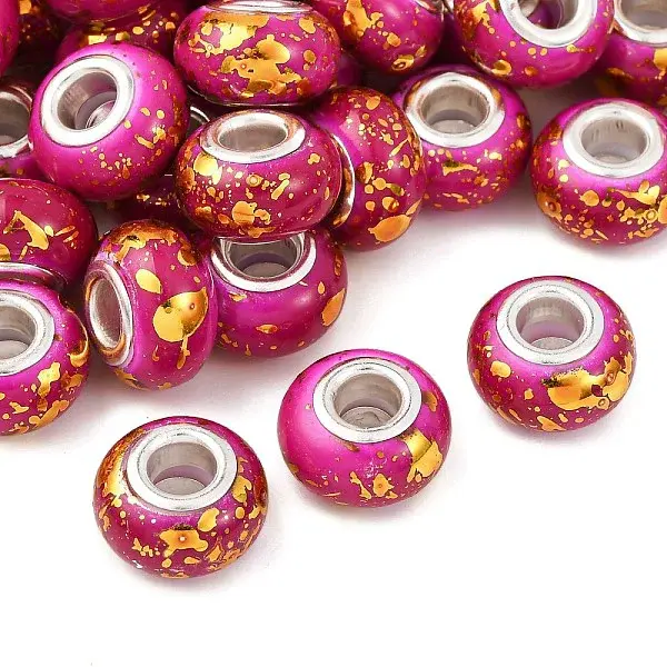Opaque Resin Rondelle European Beads