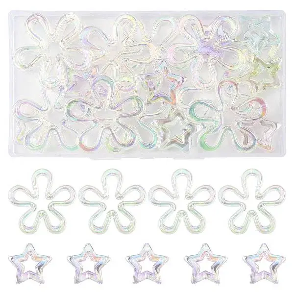 20Pcs 2 Styles Plated UV Acrylic Beads