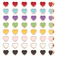 80Pcs 8 Colors Light Gold Plated Alloy Enamel Beads
