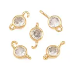 Brass Pave Clear Cubic Zirconia Connector Charms