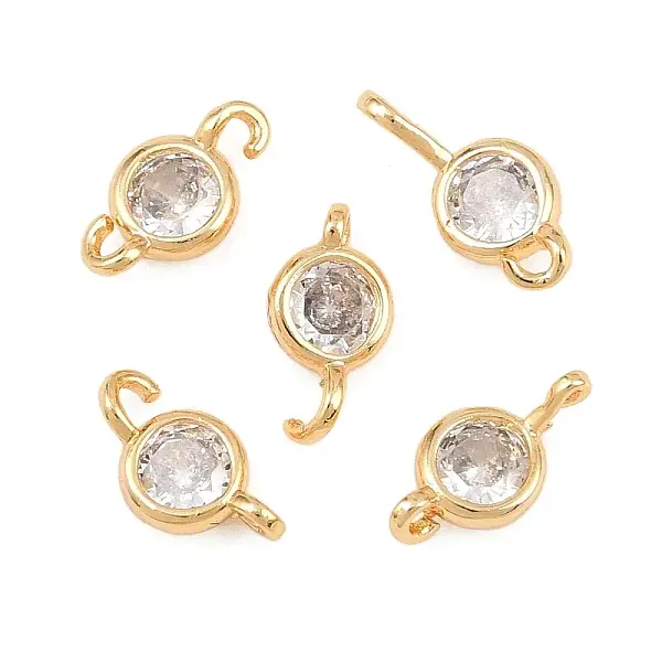 Brass Pave Clear Cubic Zirconia Connector Charms