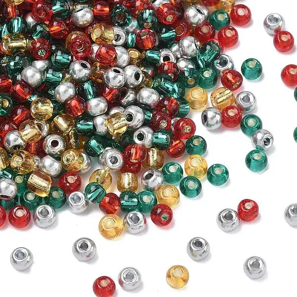 4 Colors Christmas 6/0 Glass Round Seed Beads
