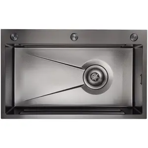 Dřez Lars 75x46 PVD černý+příslušenství