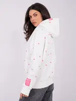 Bílá mikina s kapucí a srdíčky