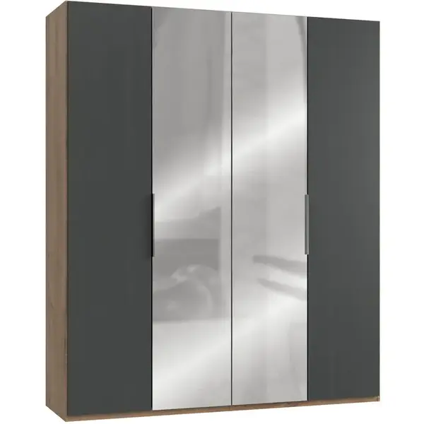 MID.YOU ŠATNÍ SKŘÍŇ S OTOČNÝMI DVEŘMI, barvy grafitu, barvy dubu, 200/236/58 cm