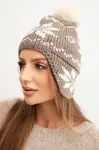Dámska zimná čiapka so vzorom vločiek a brmbolcom